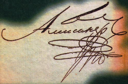 Автограф Александра I. wikimedia.org