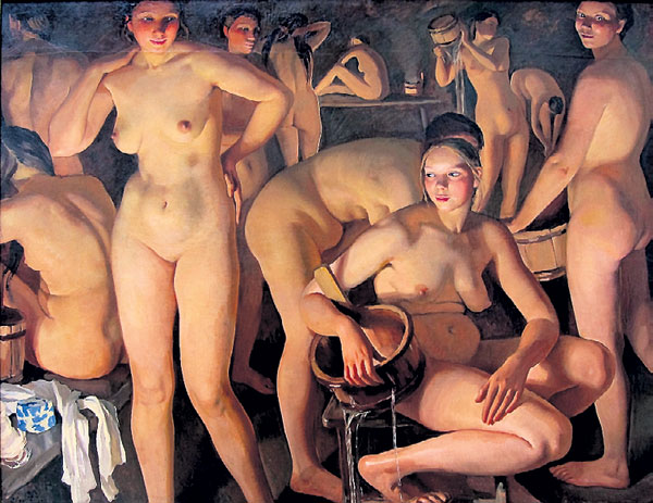 «Баня» (1913). «Я всегда увлекалась «ню». Сюжет «Бани» - лишь предлог для этого», - писала художница