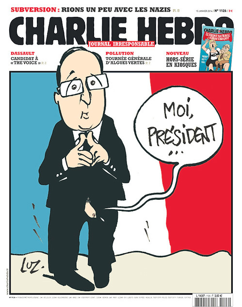 Плакат с фразой, которую ОЛЛАНД часто произносил во время предвыборной кампании: «Я как президент...» - появился, когда стало известно о связи Франсуа с актрисой Жюли ГАЙЕ. Французы понимают, чем думает глава государства, принимая решения